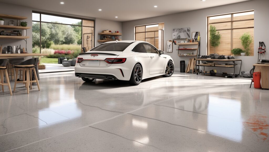 Creative design ideas for epoxy garage floors, showcasing various styles and patterns.