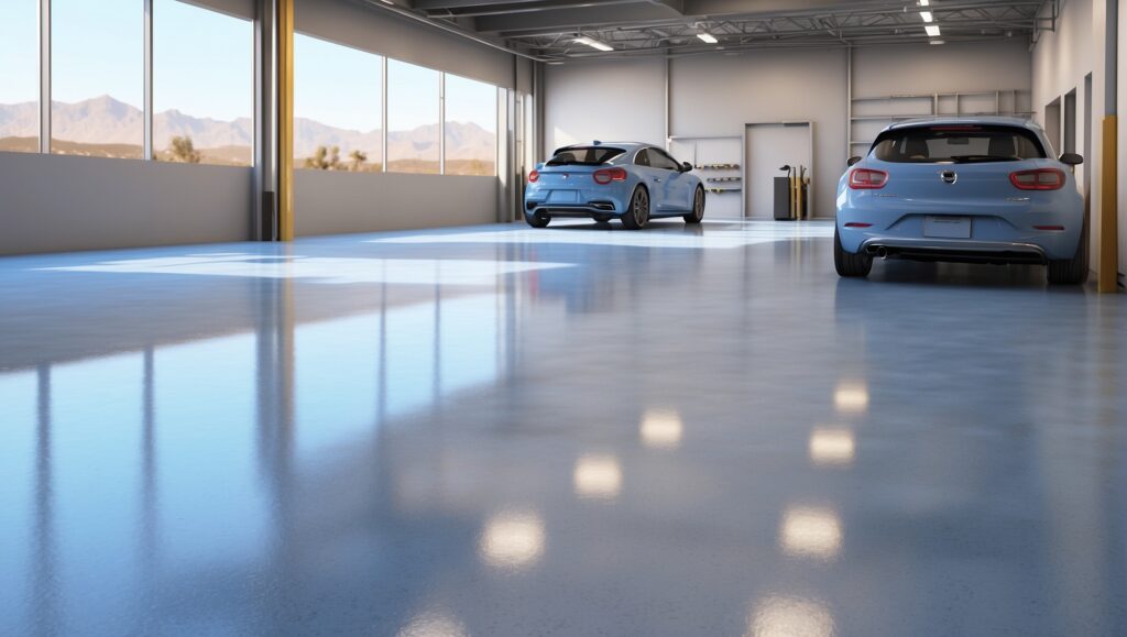 In-depth view of polyaspartic floor coating's structure and application.